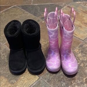Bear paw Black and Western Chief Pink & Purple Kids Boots Set